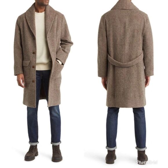 Wythe NY Other - WYTHE SHAWL COLLAR WOOL COAT IN BROWN/ CREAM CASENTINO TWILL